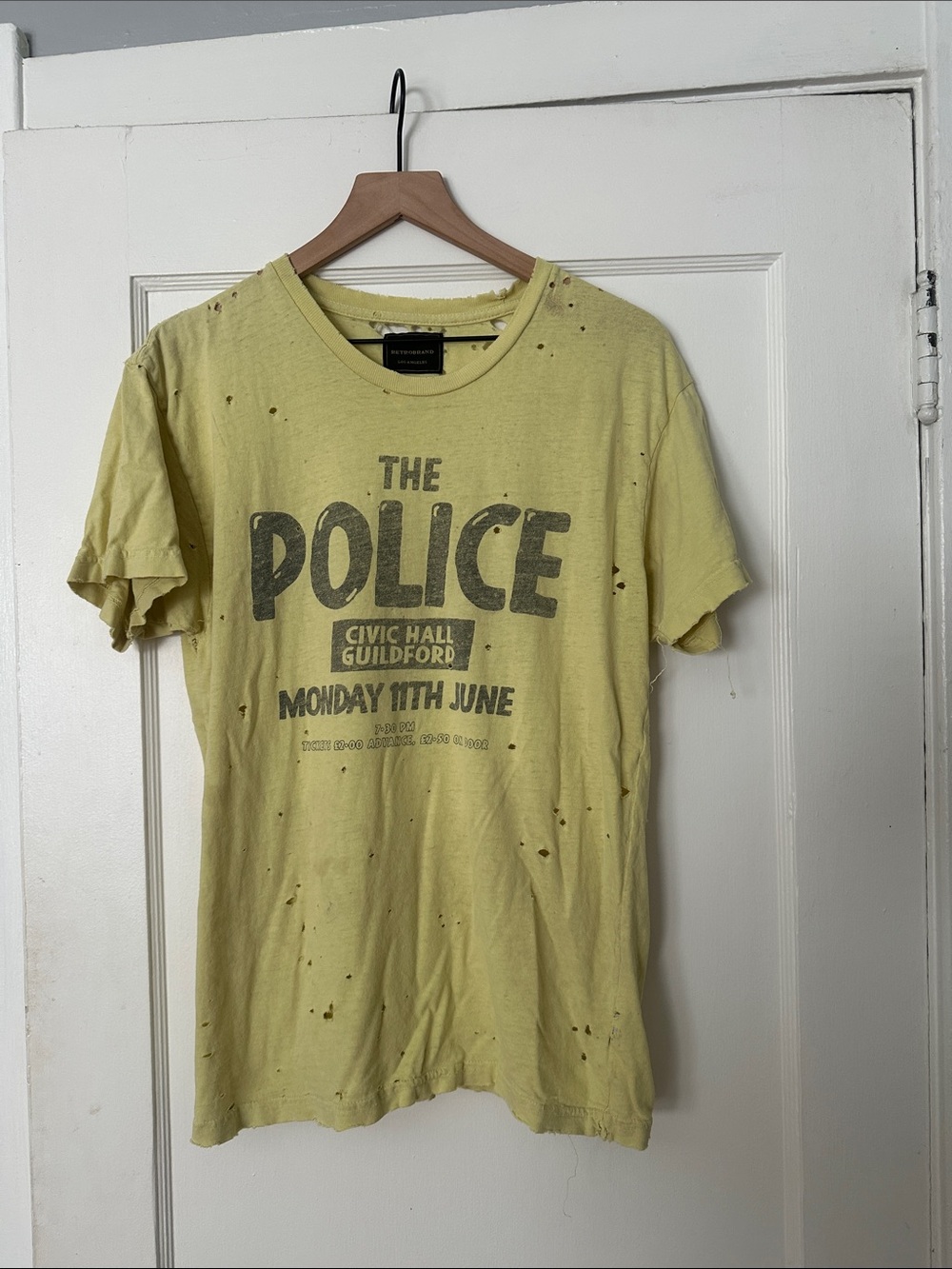 Retrobrand The Police Distressed Concert Graphic Tee Yellow
